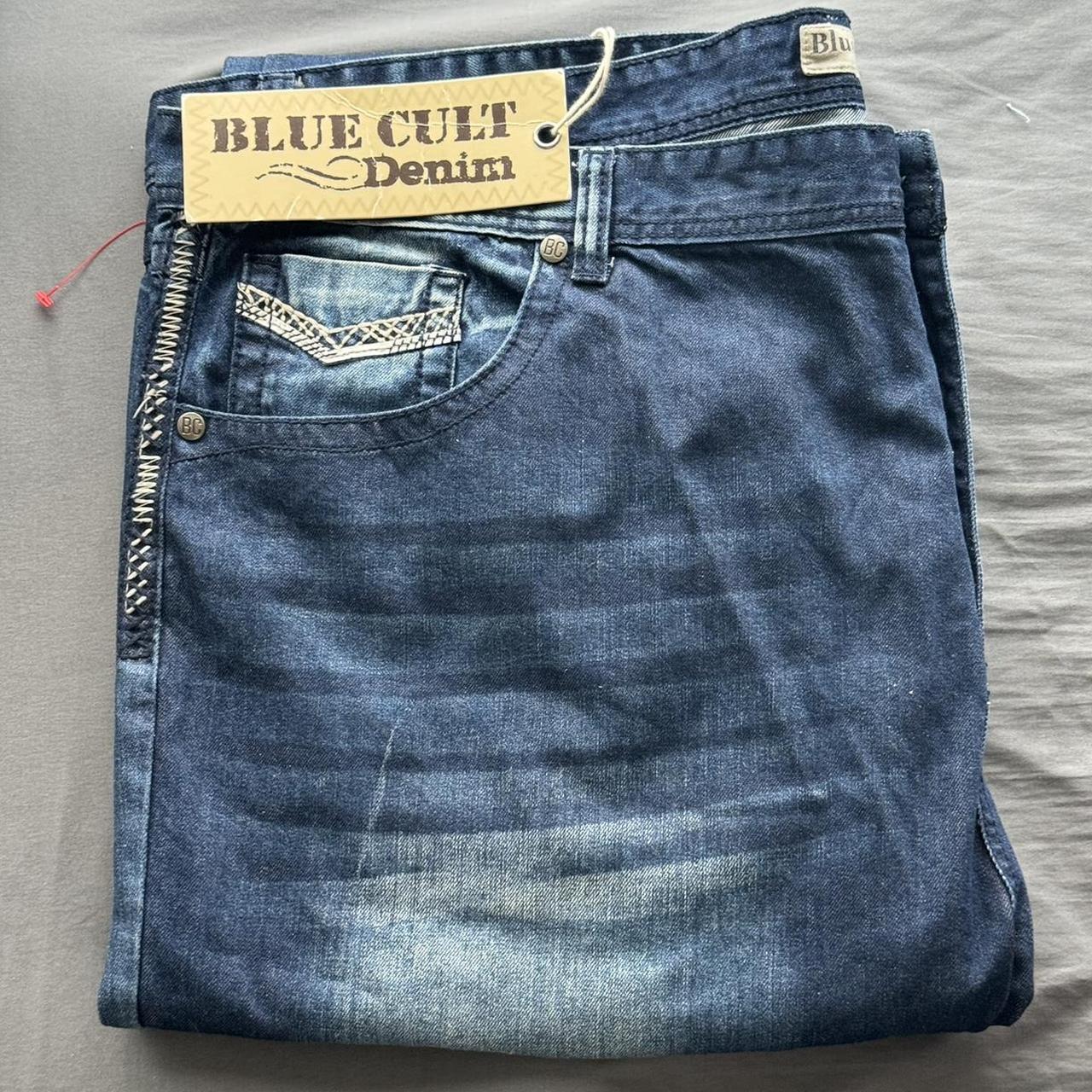 BLUE CULT DENIM NEW ACID WASH WIDE LEG JEANS SIZE 50