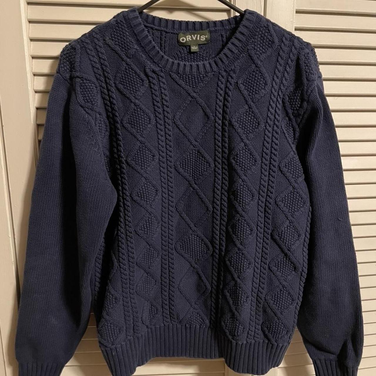 Blue cable knit Orvis fisherman’s sweater. Thick and... - Depop