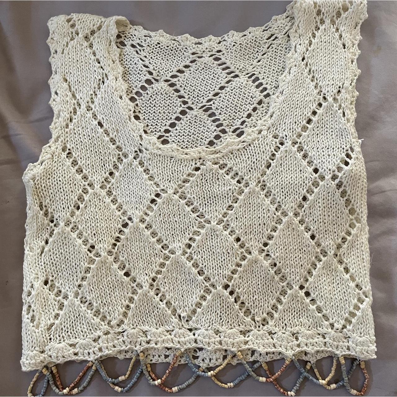 crochet top/cover up with beaded bottom Size o/s Depop