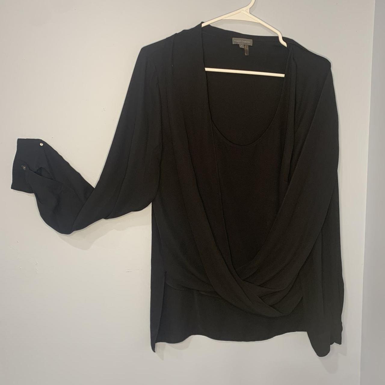 Vince Camuto - sheer black blouse size large - Depop