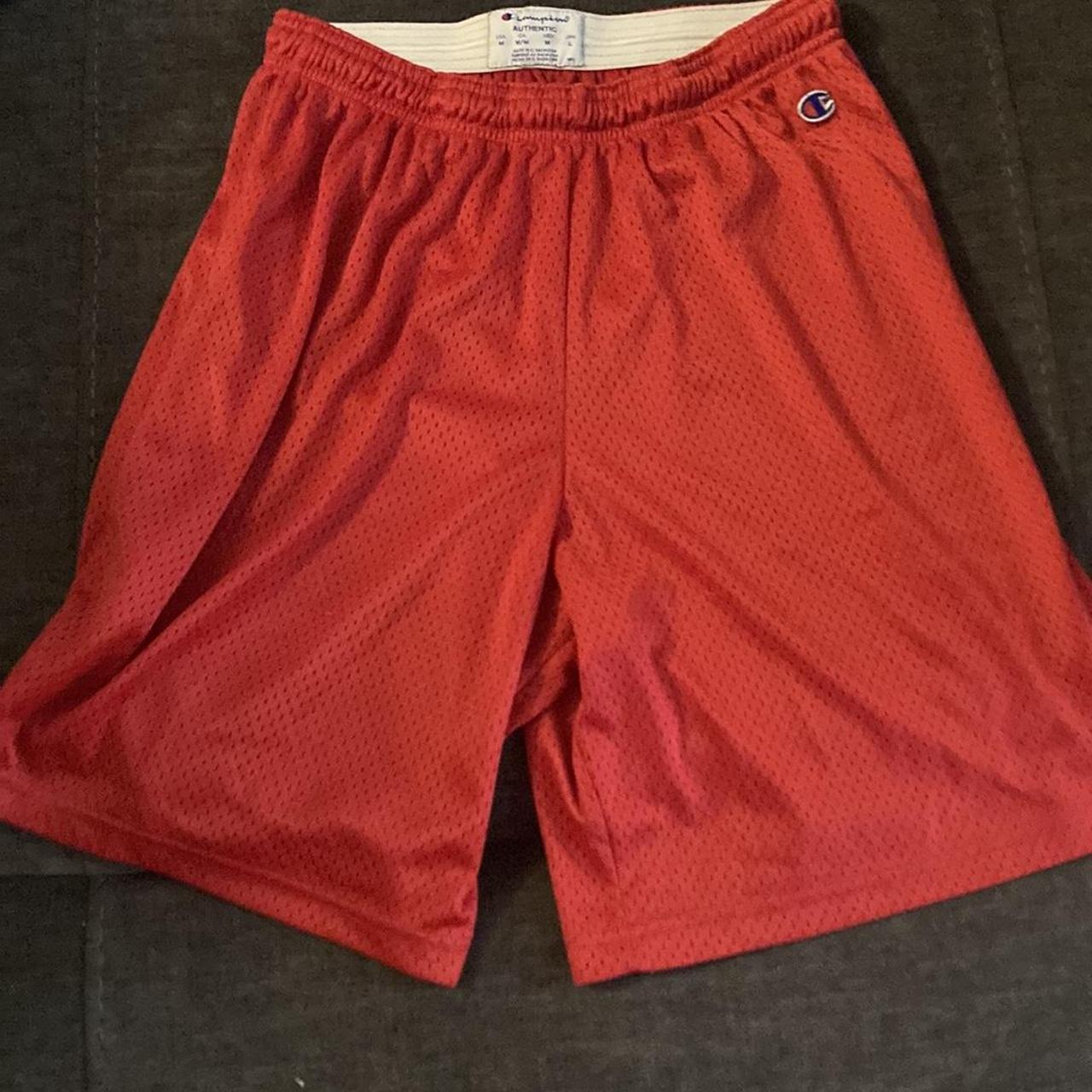 Red Champion Basketball Shorts - Depop