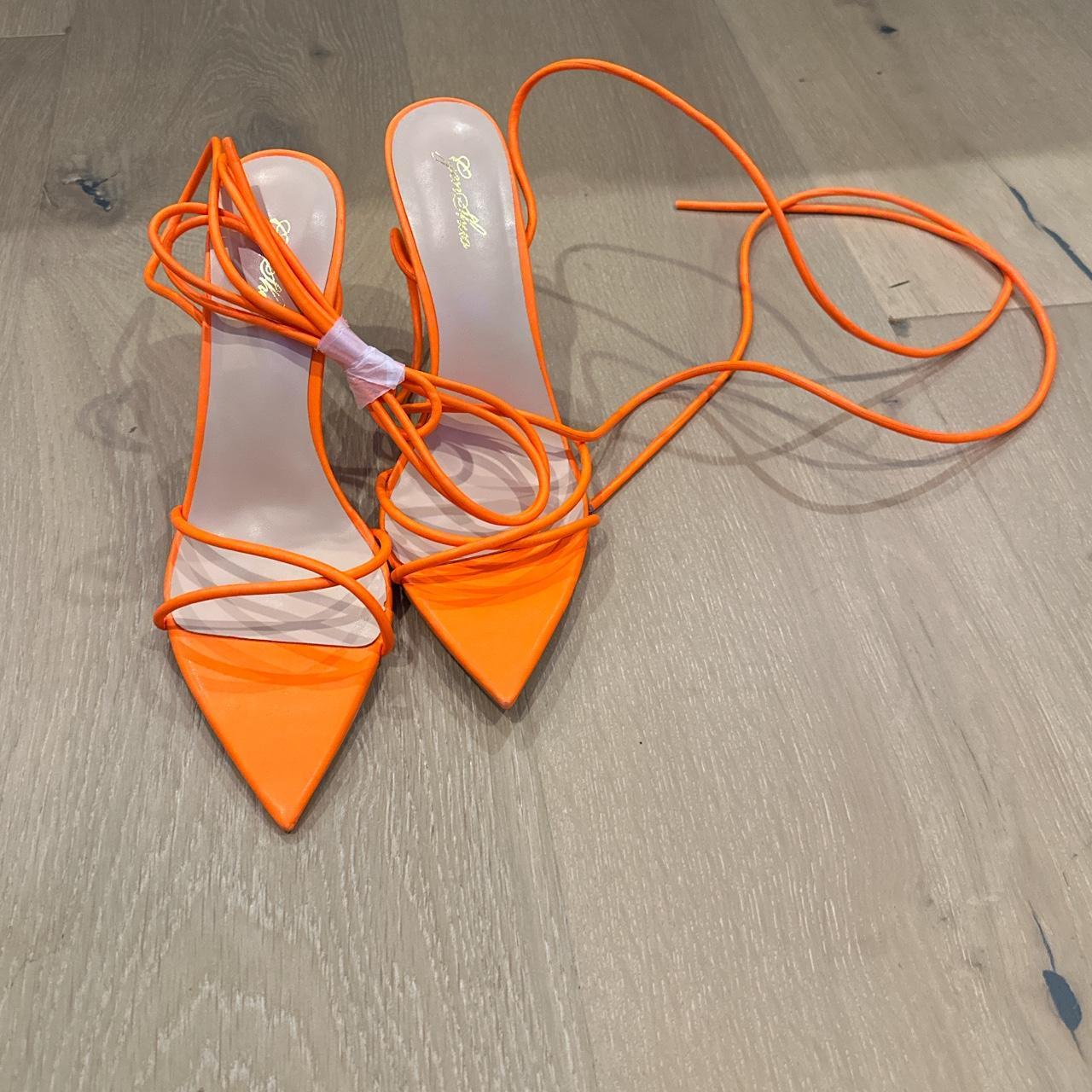 Orange, heels, lace up, true-to-size, small - Depop