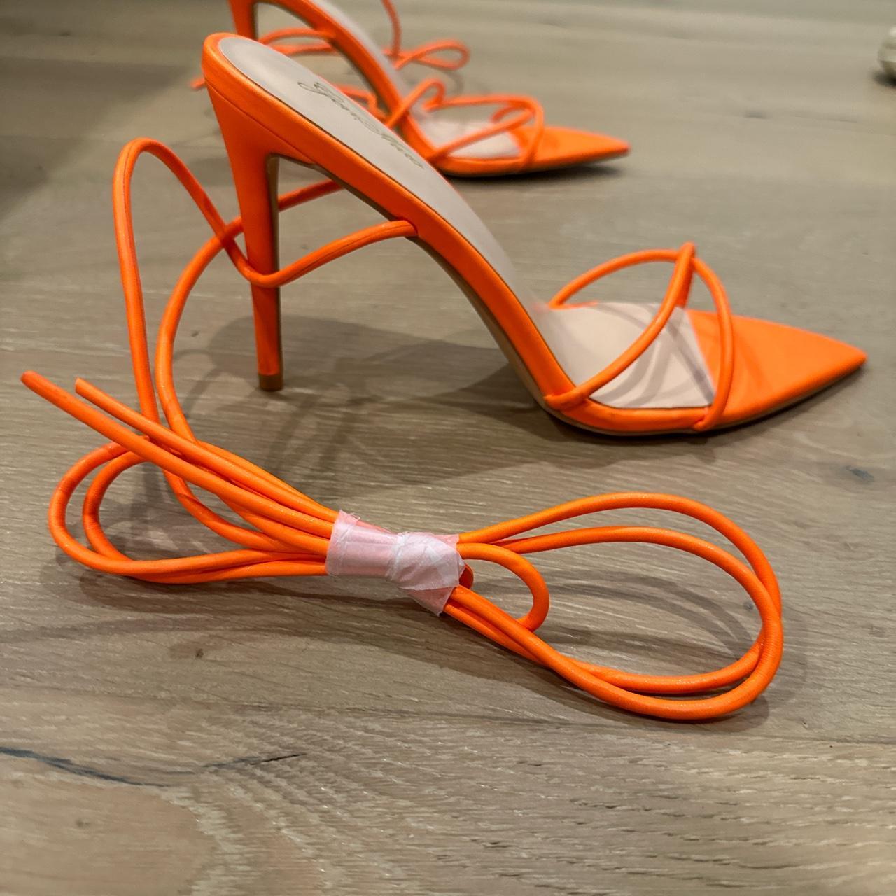 Orange, heels, lace up, true-to-size, small - Depop
