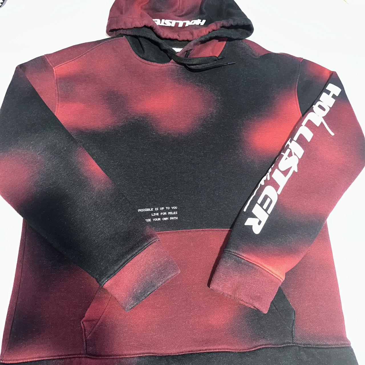 red and black hollister hoodie, rarely been worn,... - Depop