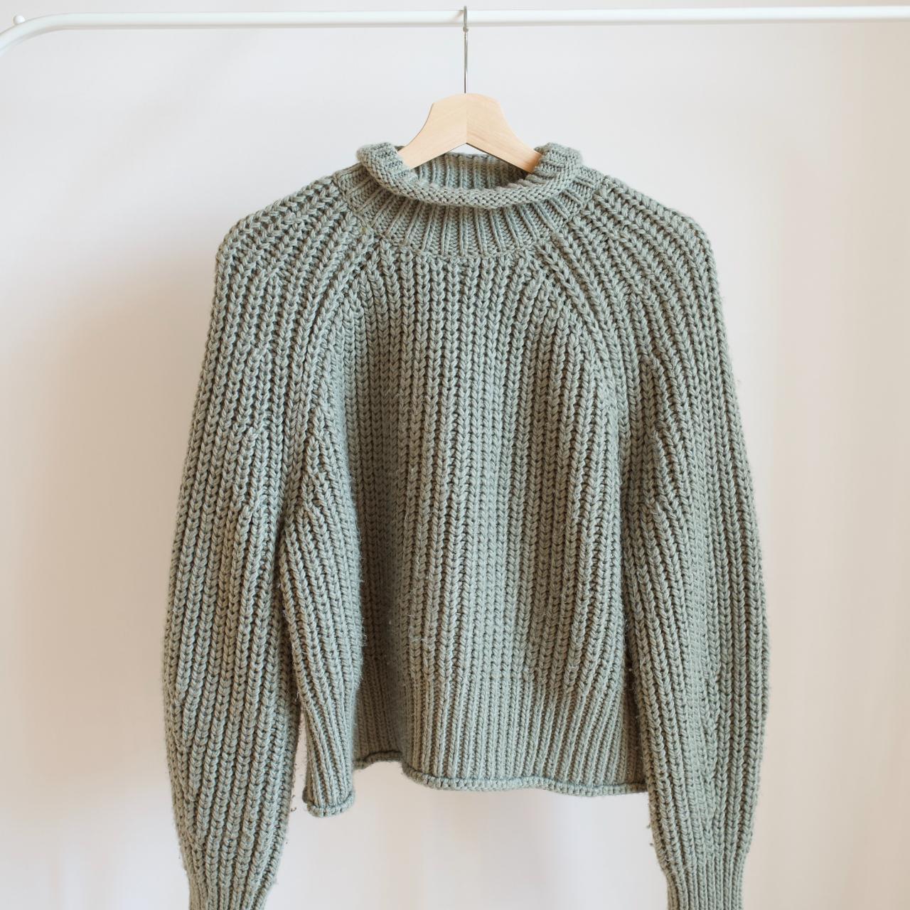 H&M Green Chunky Sweater Women Size:M - Depop