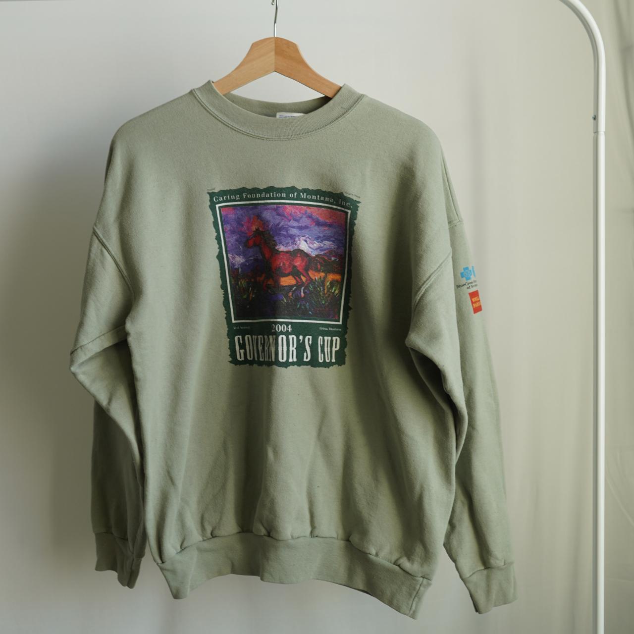 Vintage Green Sweatshirt. Size:M - Depop