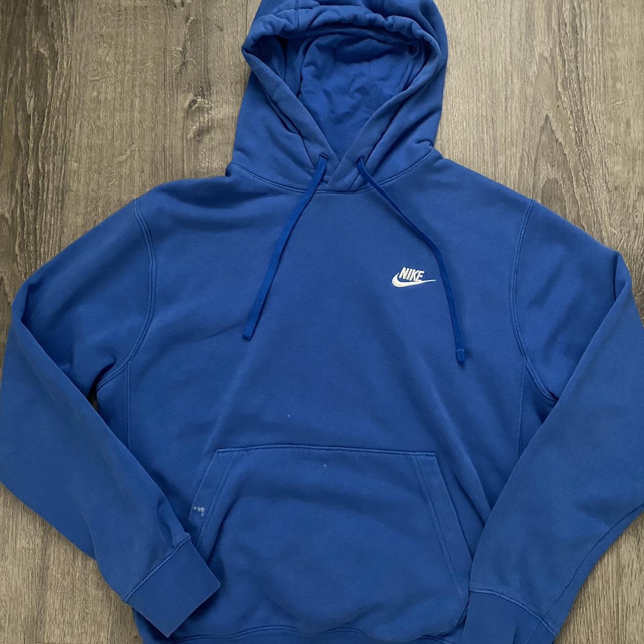 blue nike hoodie size s flaw small bleach spots... Depop