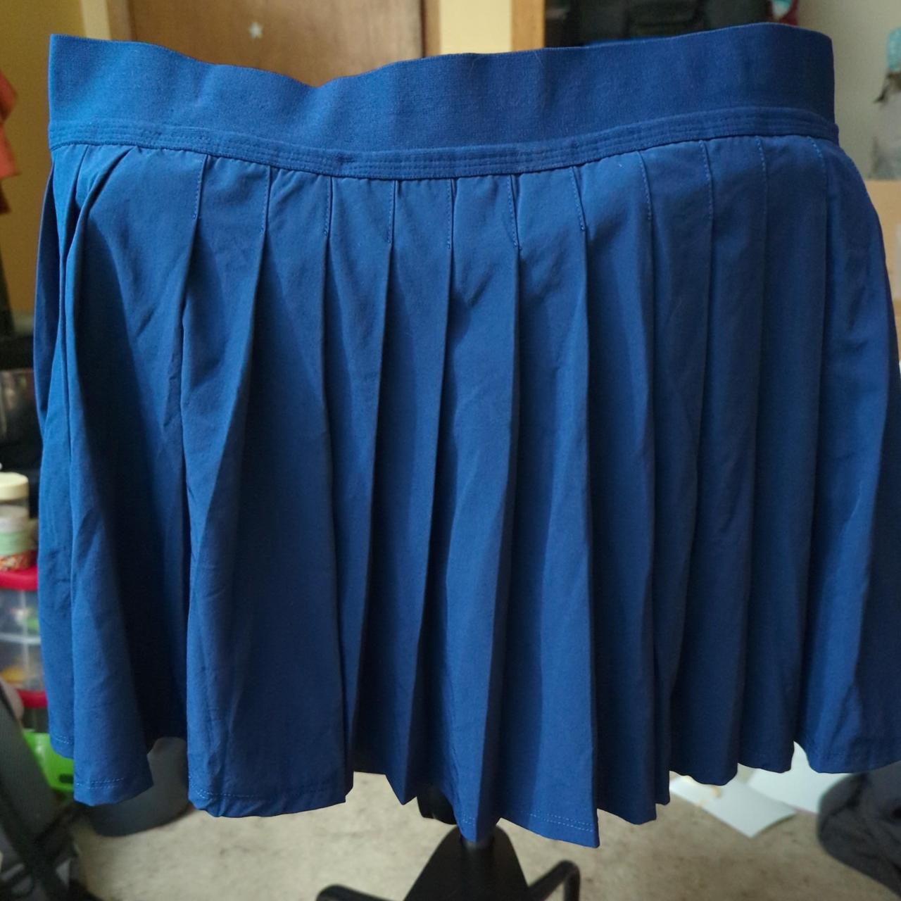 Dressy Skort Navy blue skirt with side zipper. - Depop