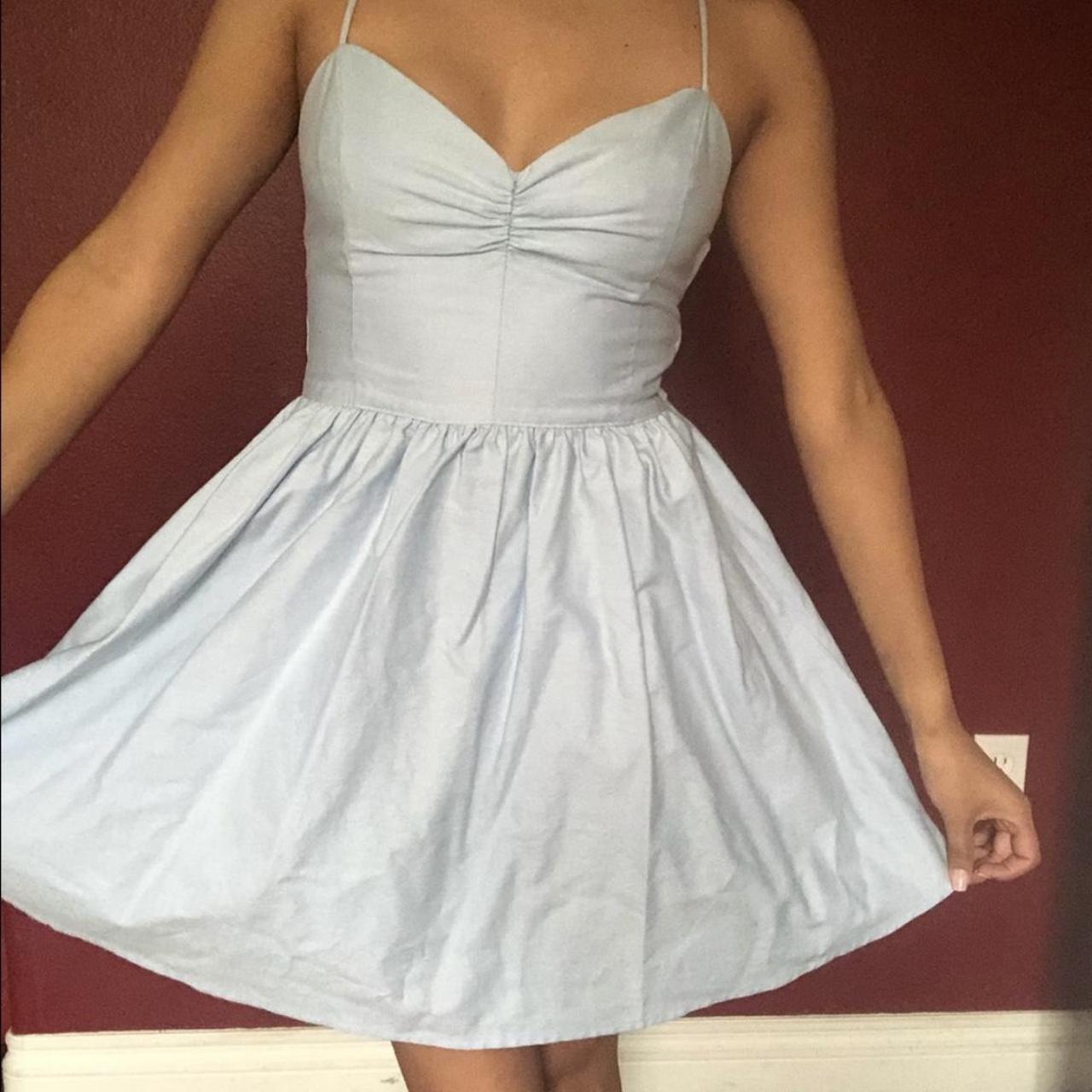 Baby blue dress with corset tie. The dress is good... - Depop