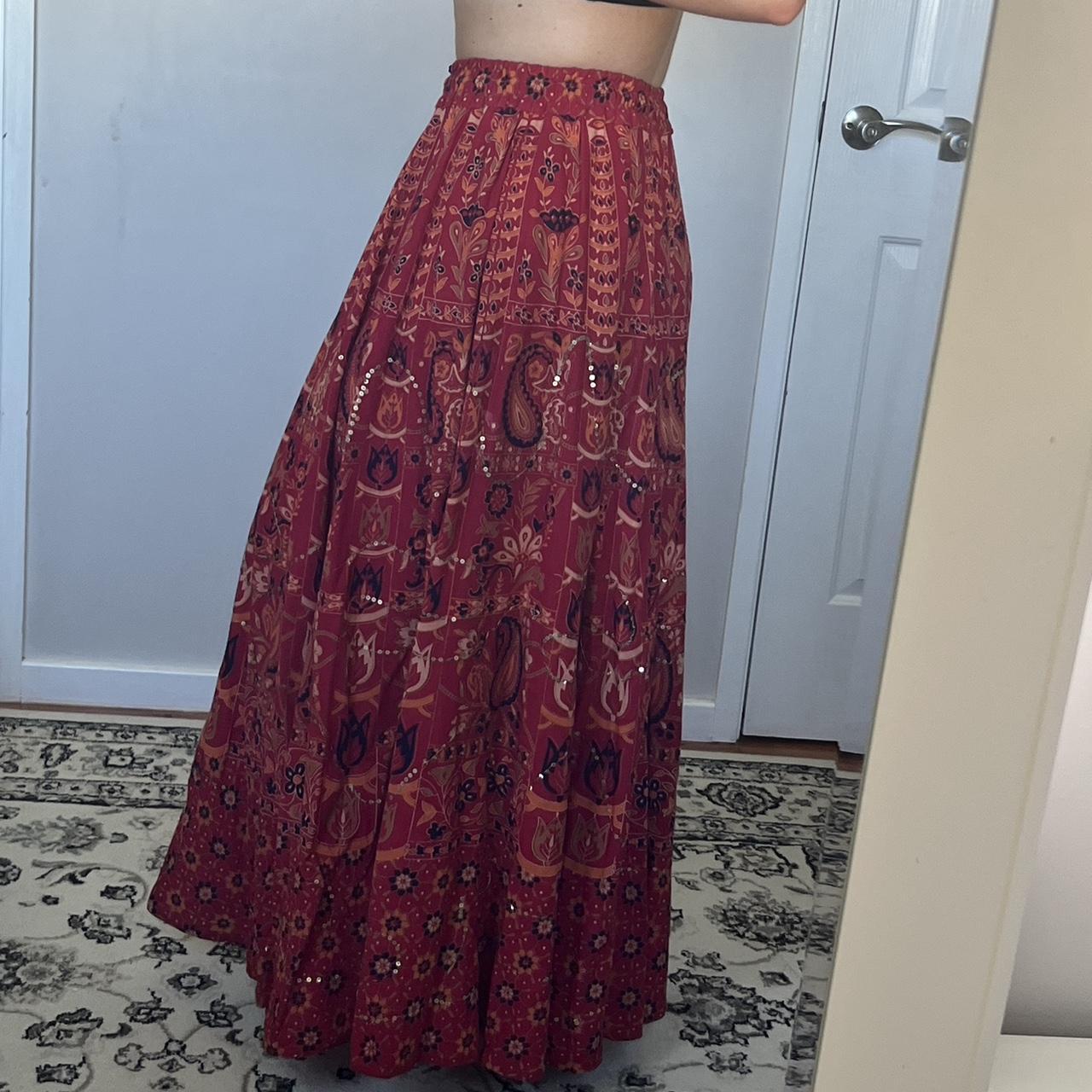 Long red tree of life skirt Seen on au 12 with 10E... - Depop