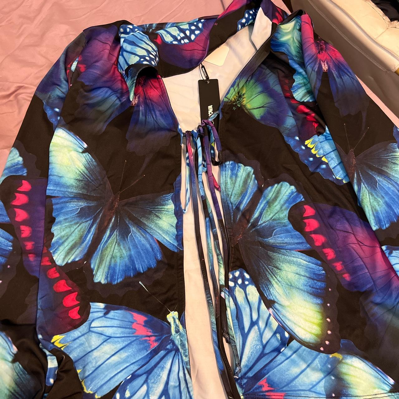 Fashion Nova butterfly 2 piece skirt set TAGS!! size... Depop