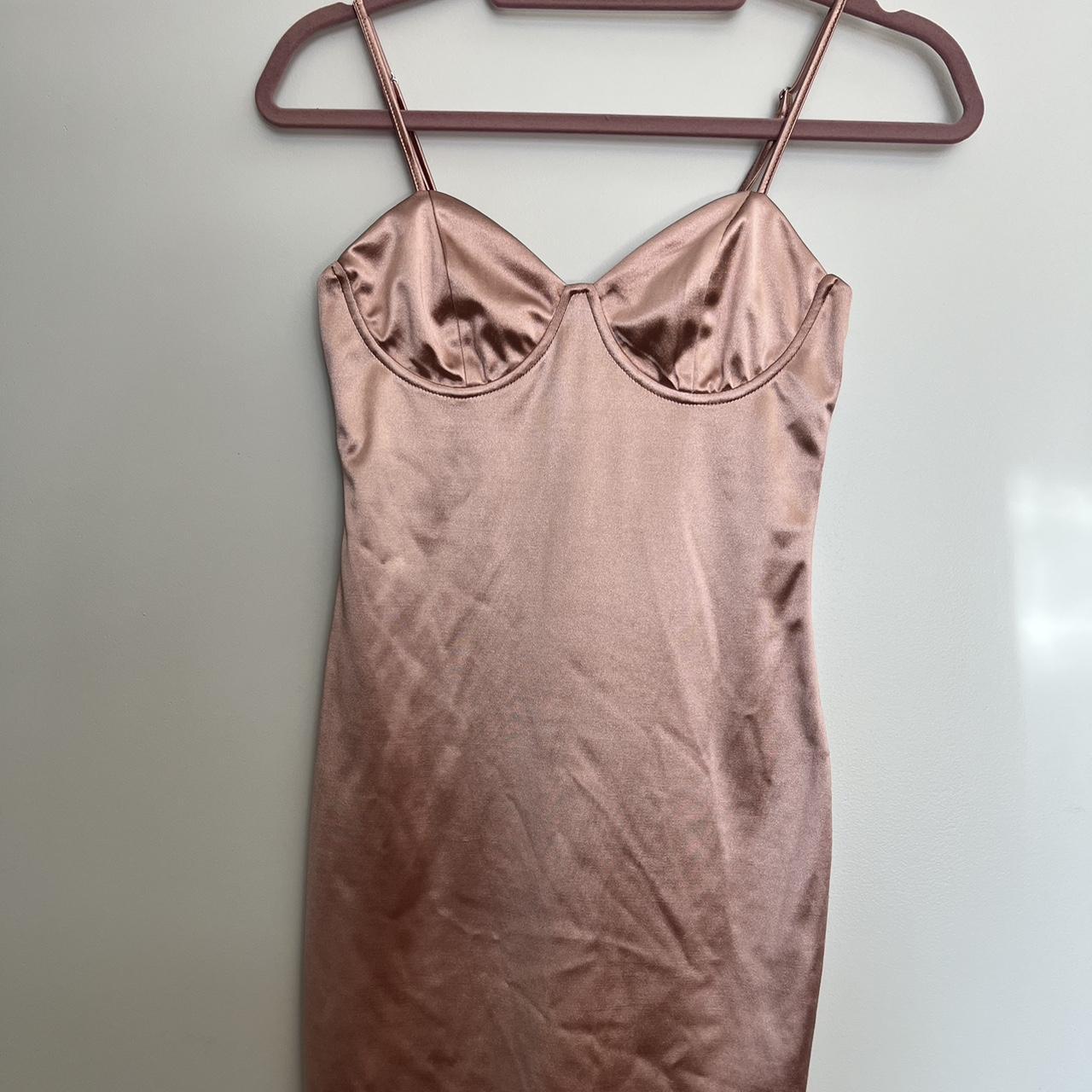 Mini pink satin dress. Wore once. - Depop