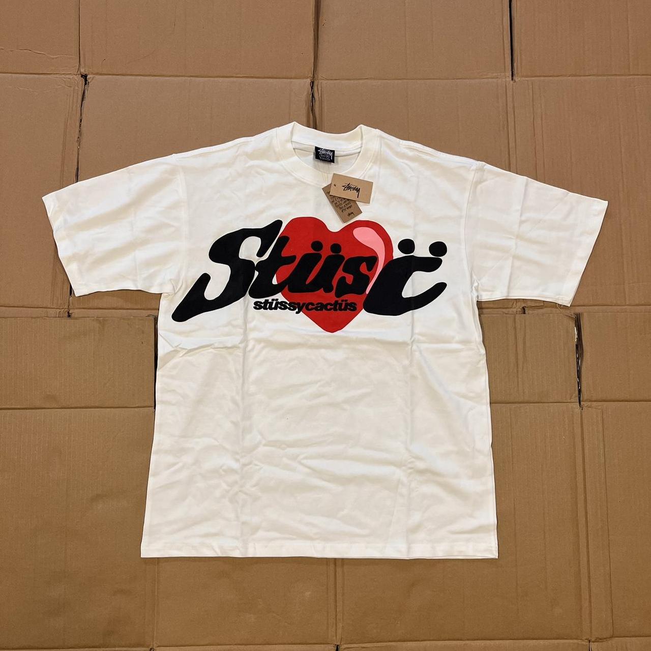 公式新作Stussy CACTUS HEART TEE WHITE M Tシャツ/カットソー(半袖/袖なし)