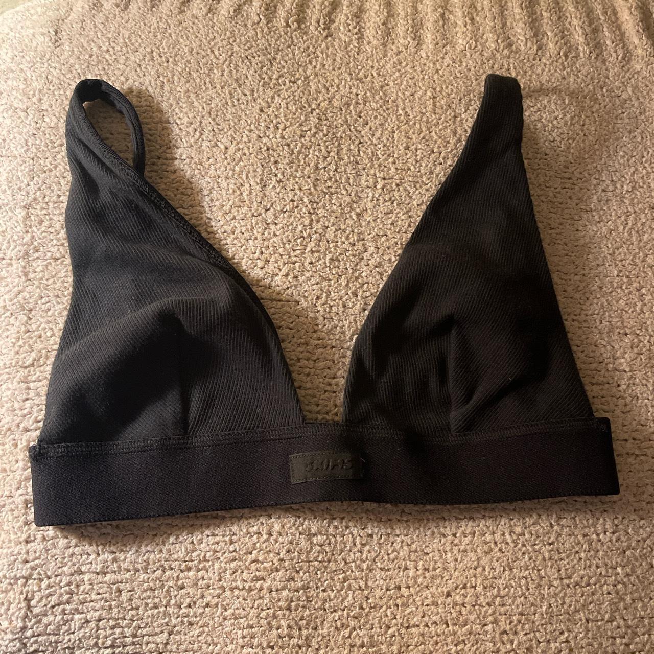 Skims Cotton Rib Plunge Bralette Depop