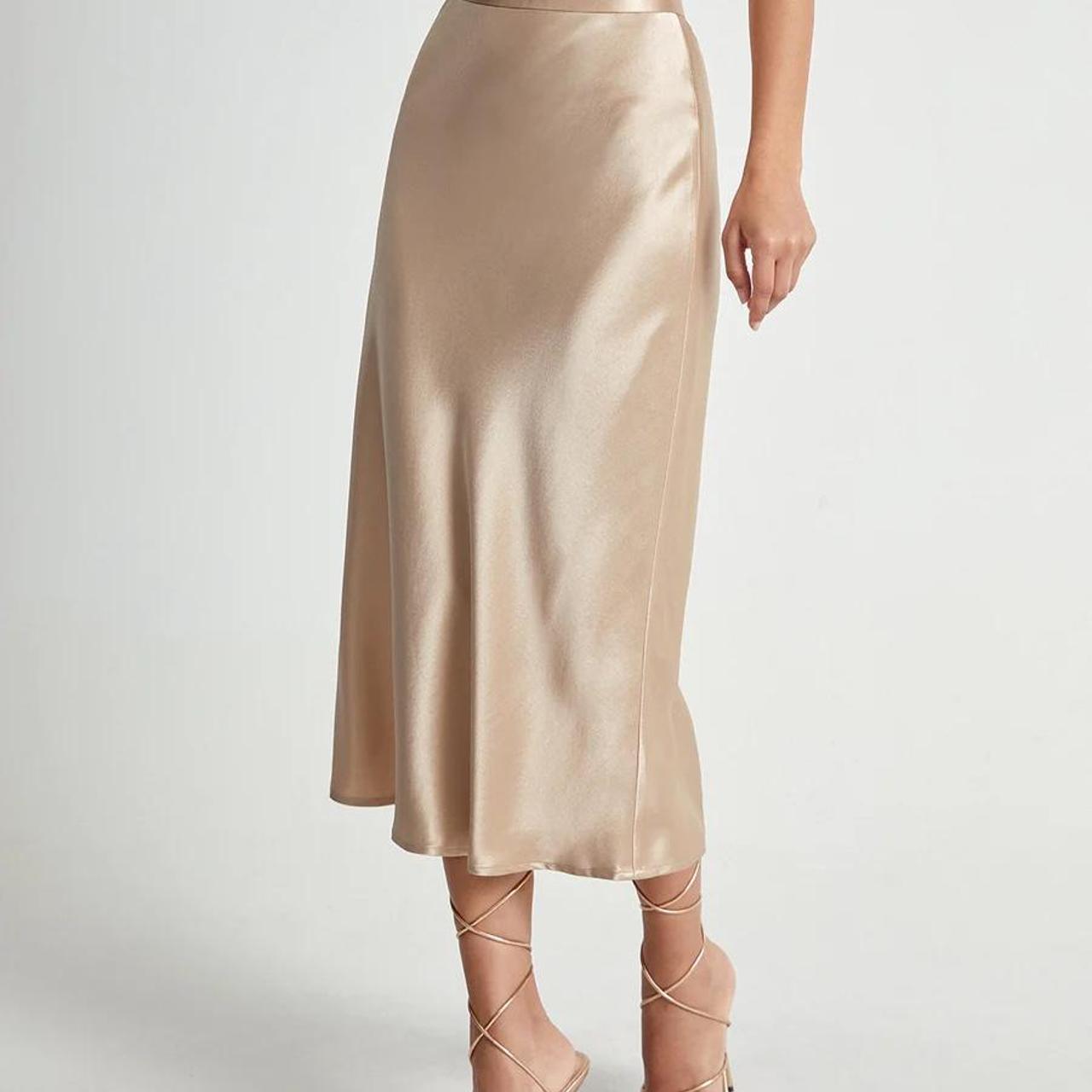 Satin flowy midi skirt size L new with tags, US 8-10 - Depop