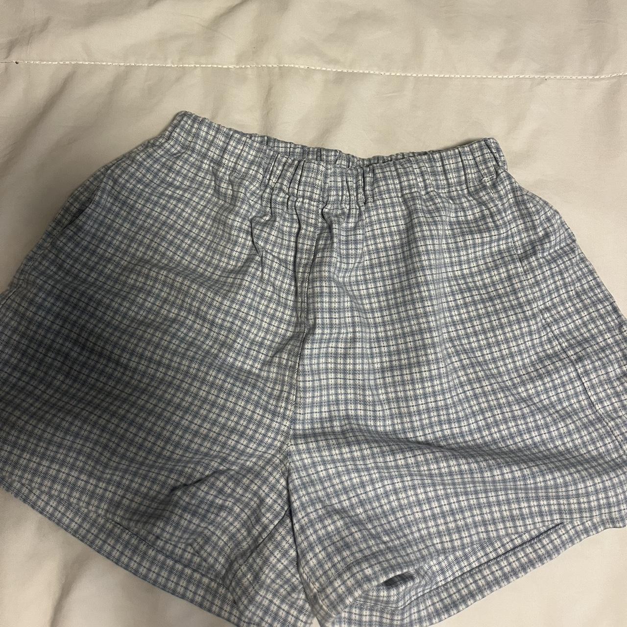 plaid blue brandy melville comfy shorts! - Depop