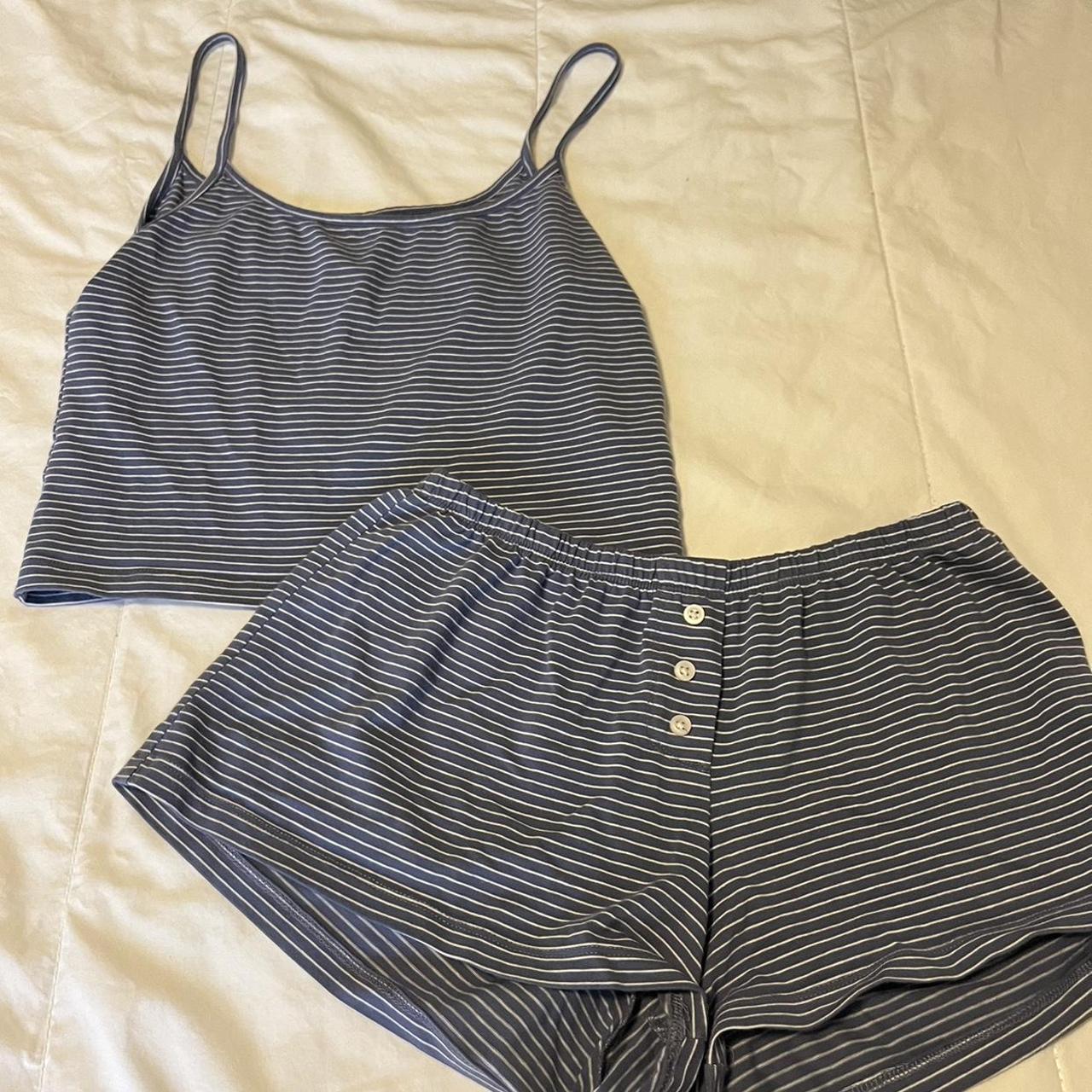 brandy melville blue striped set! super comfy and... - Depop