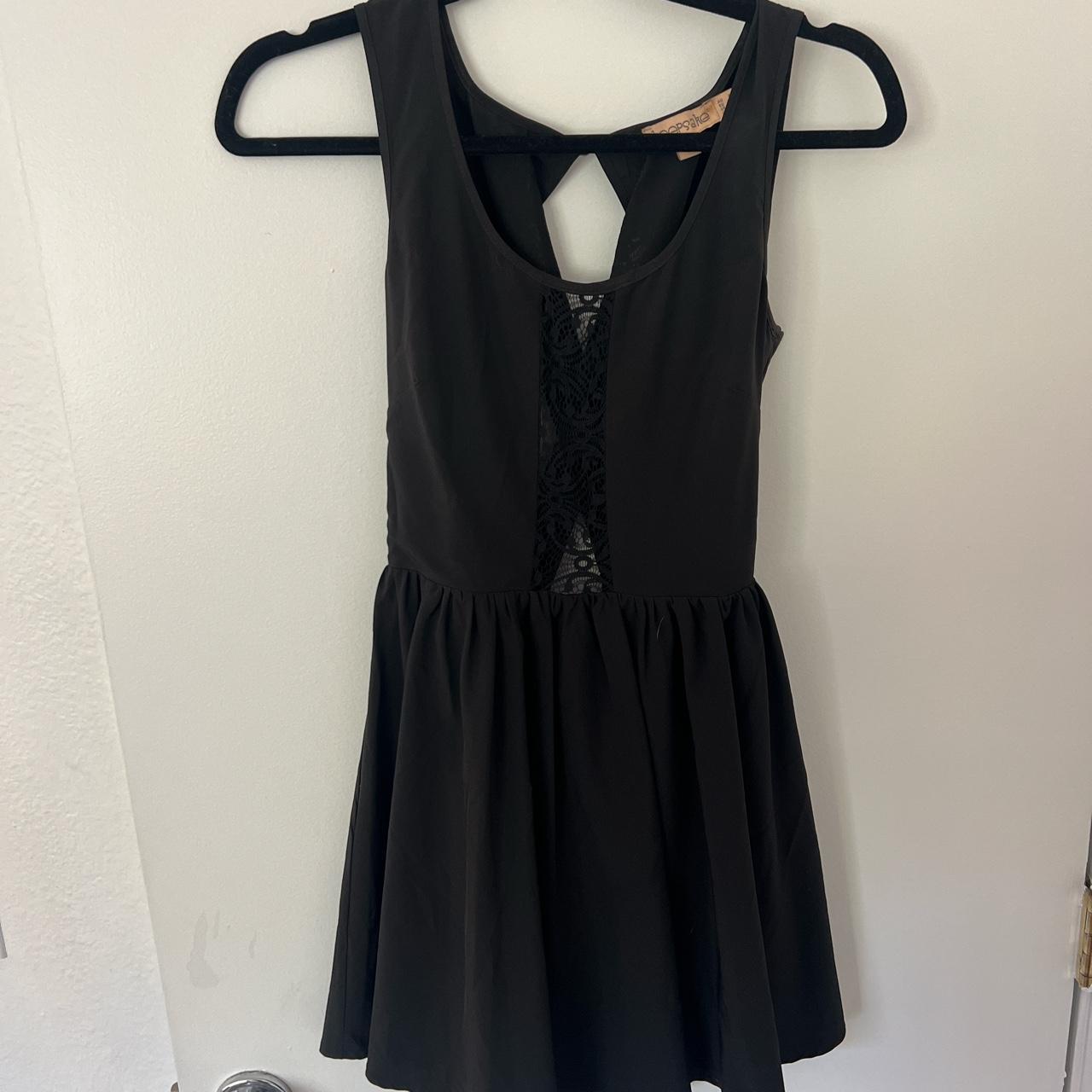 Keepsake Black Dress with Lace mini size 4 Depop