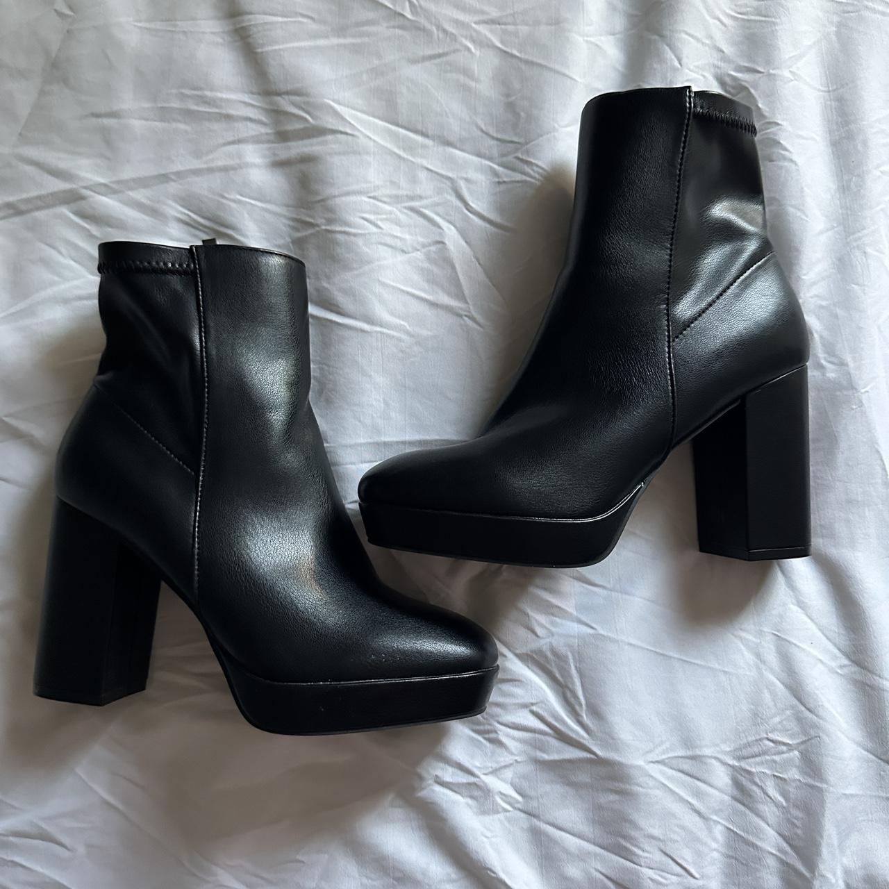cute black leather boots! US size 8 in women’s no... - Depop