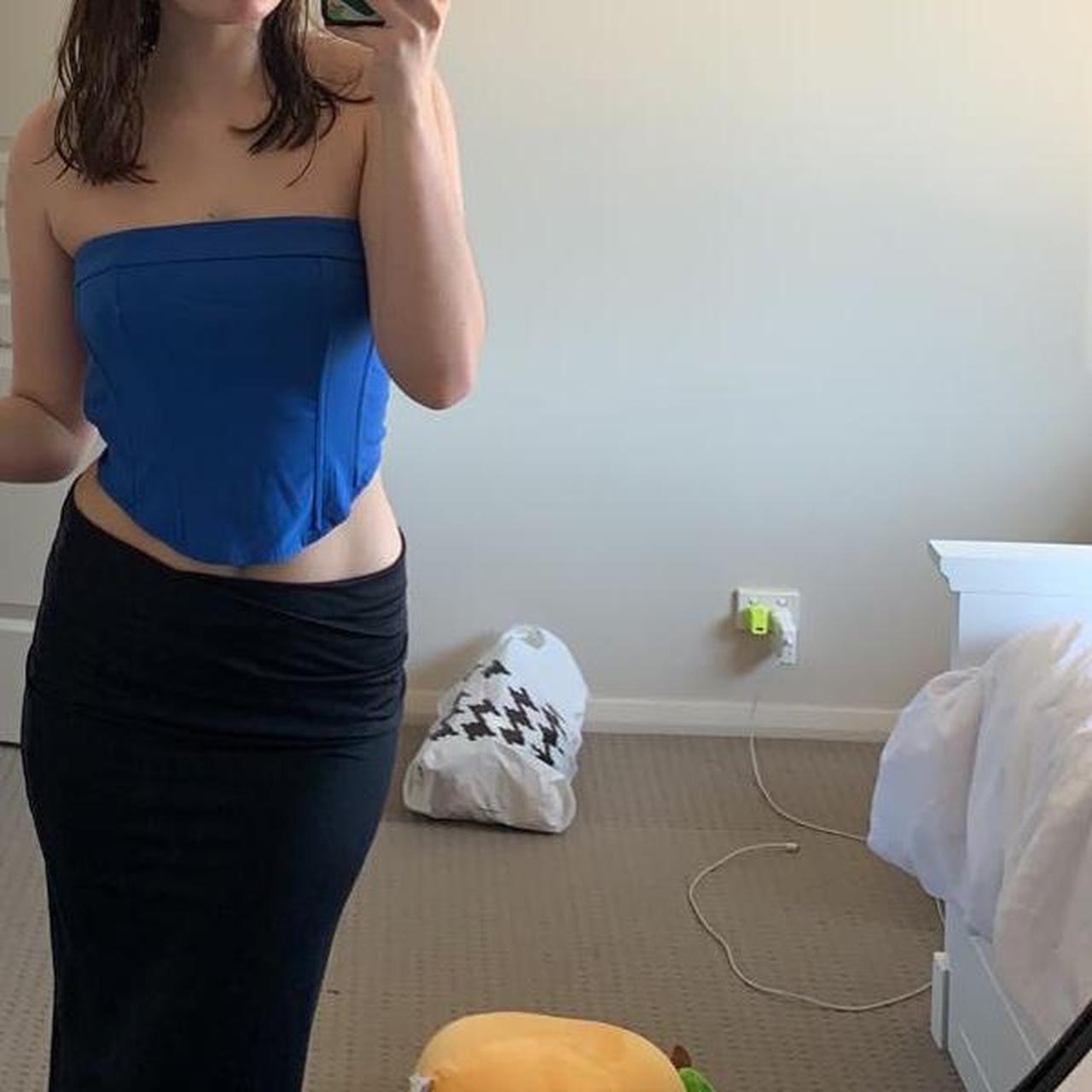 GLASSONS STRAPLESS CORSET BUSTIER BLUE originally... Depop