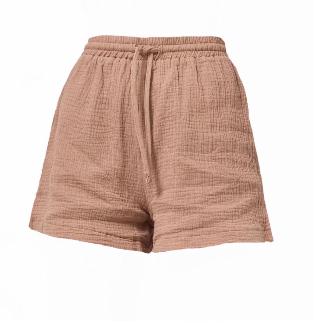 Brown Woven Elastic Waist Floaty Shorts