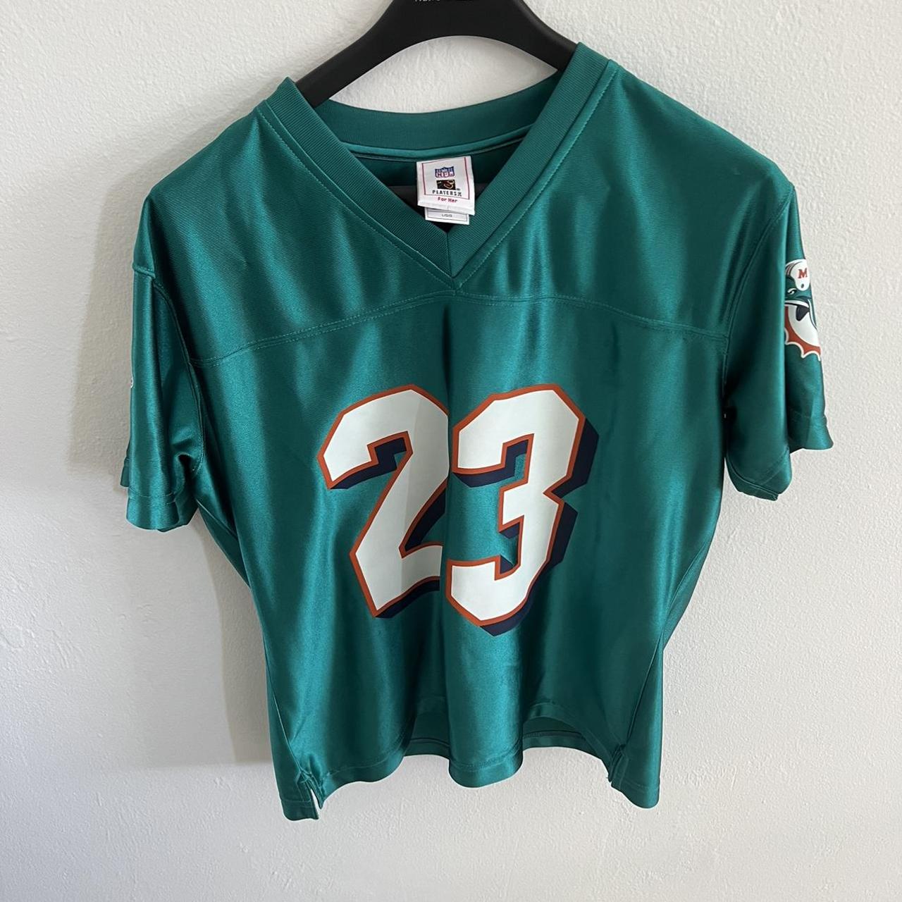 VTG WOMEN'S MIAMI DOLPHINS JERSEY White, green and - Depop