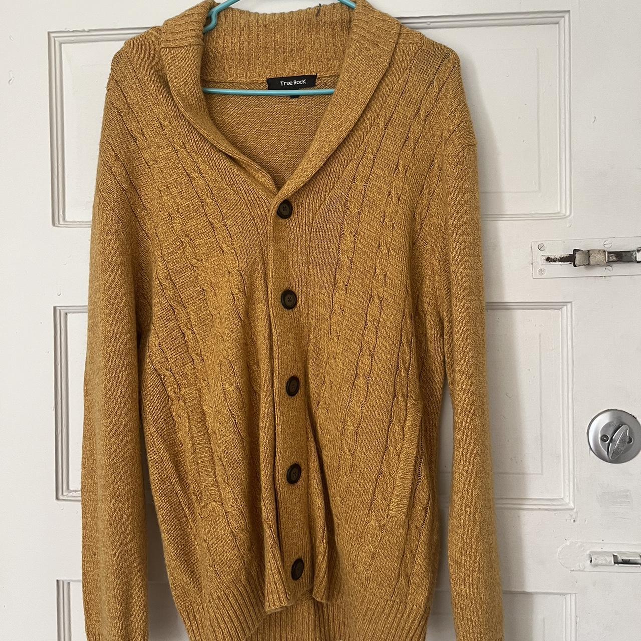Men’s Vintage Mustard Yellow Cardigan Made by... Depop