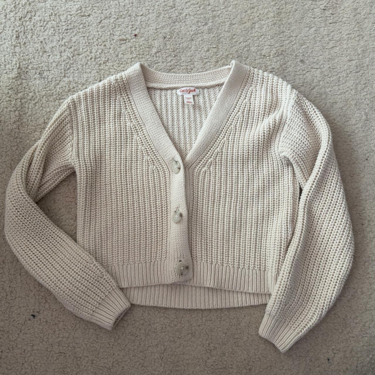 target cat and jack small cream cardigan worn