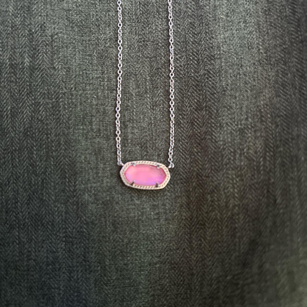 Kendra Scott Silver Necklace Pink stone - Depop
