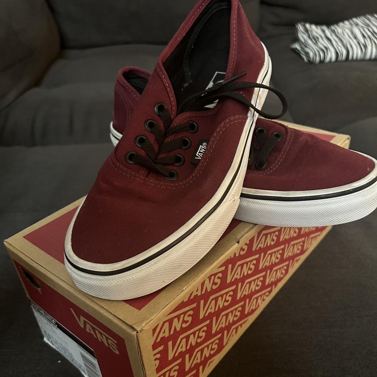 Vans burgundy authentic outlet trainers