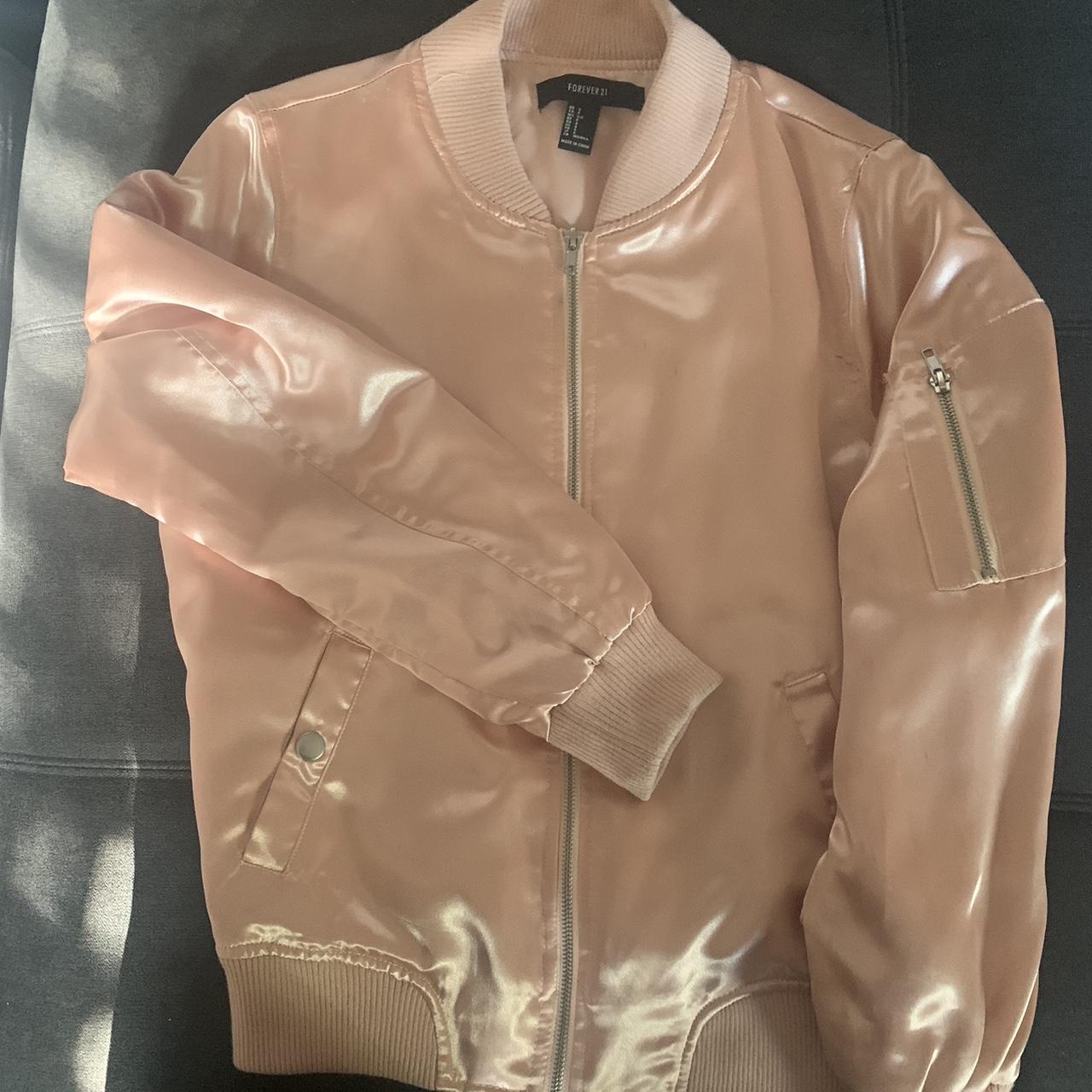 Forever 21 Plus Women's Satin Bomber Jacket in Dawn Pink, 3X | F21