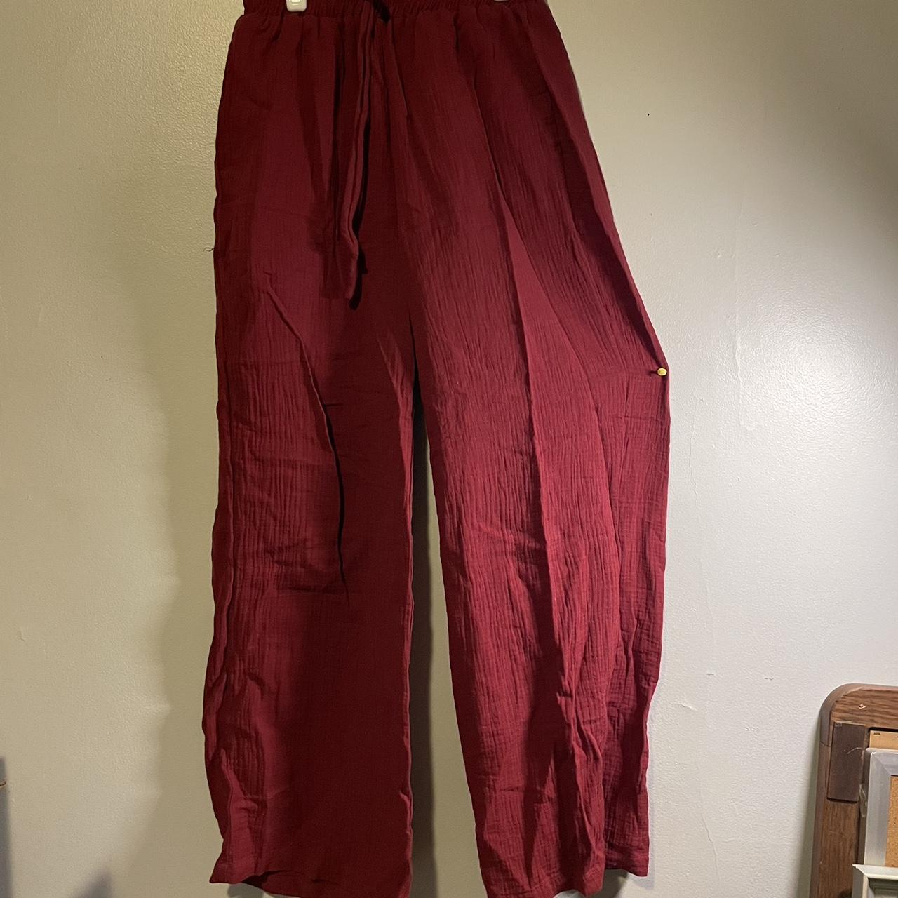 Red Cotton Boho Loose fit comfy everyday pants ~... - Depop