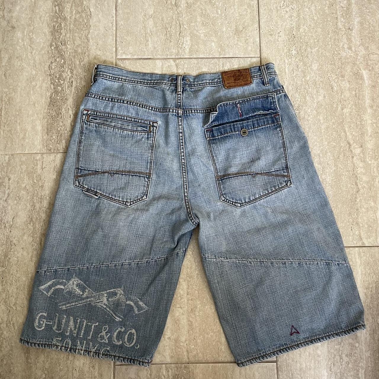 Vintage Y2K G-Unit baggy denim shorts (Jorts) with... - Depop