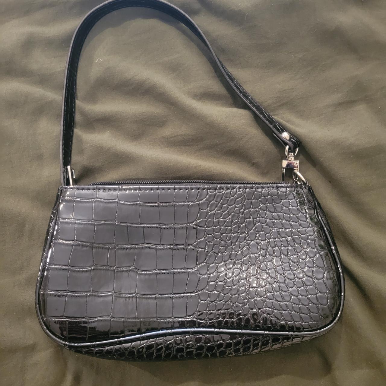 Black faux leather croc print mini purse no flaws,... - Depop