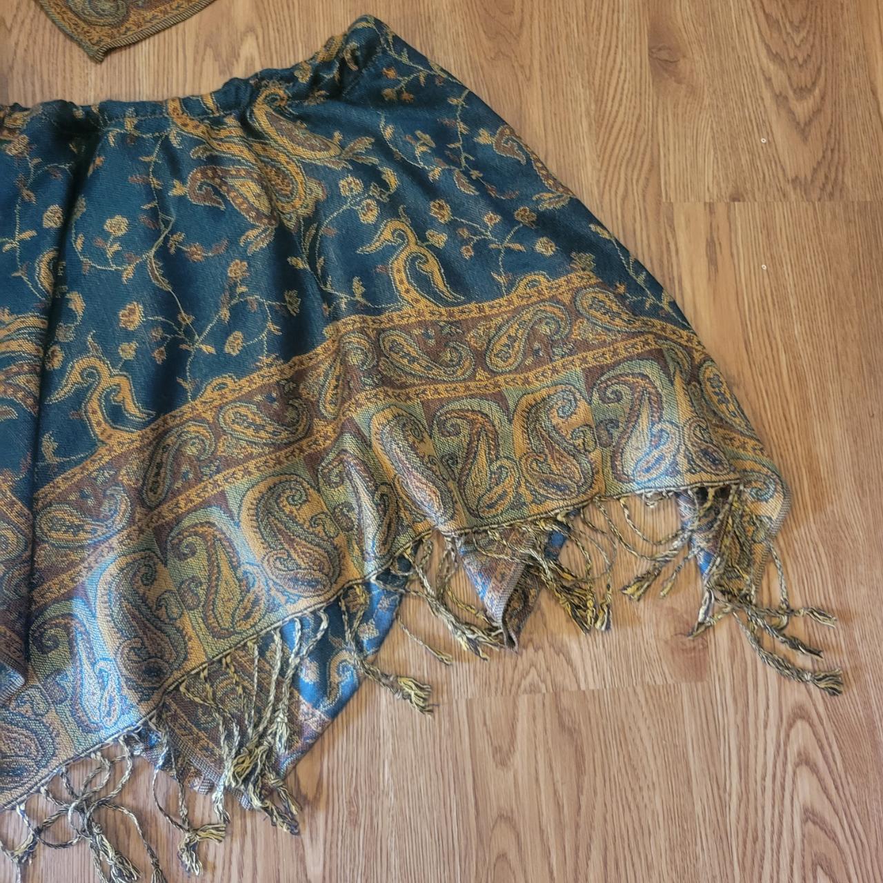 Handmade Blue and Tan Pashmina Fairy Skirt, Crop... - Depop