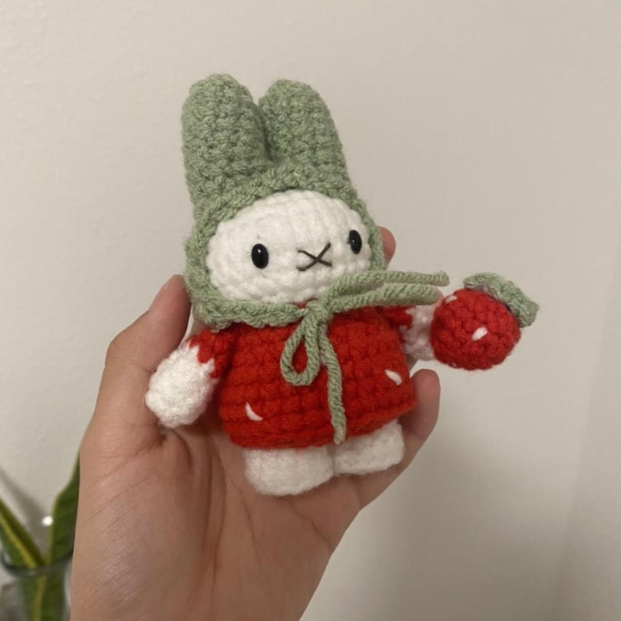 Crochet Strawberry Miffy Keychain 🍓 HANDMADE 🛍... Depop