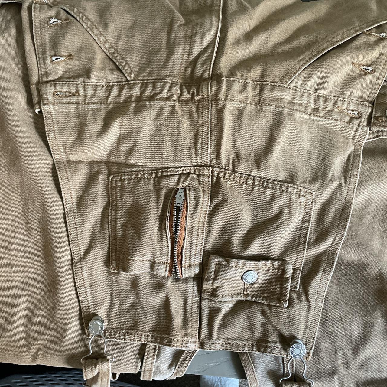 Khaki denim overalls - never worn - Depop