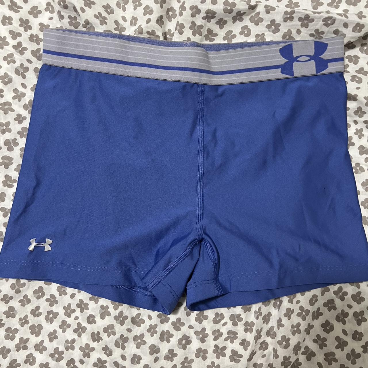 blue under armor spandex shorts - good condition -... - Depop