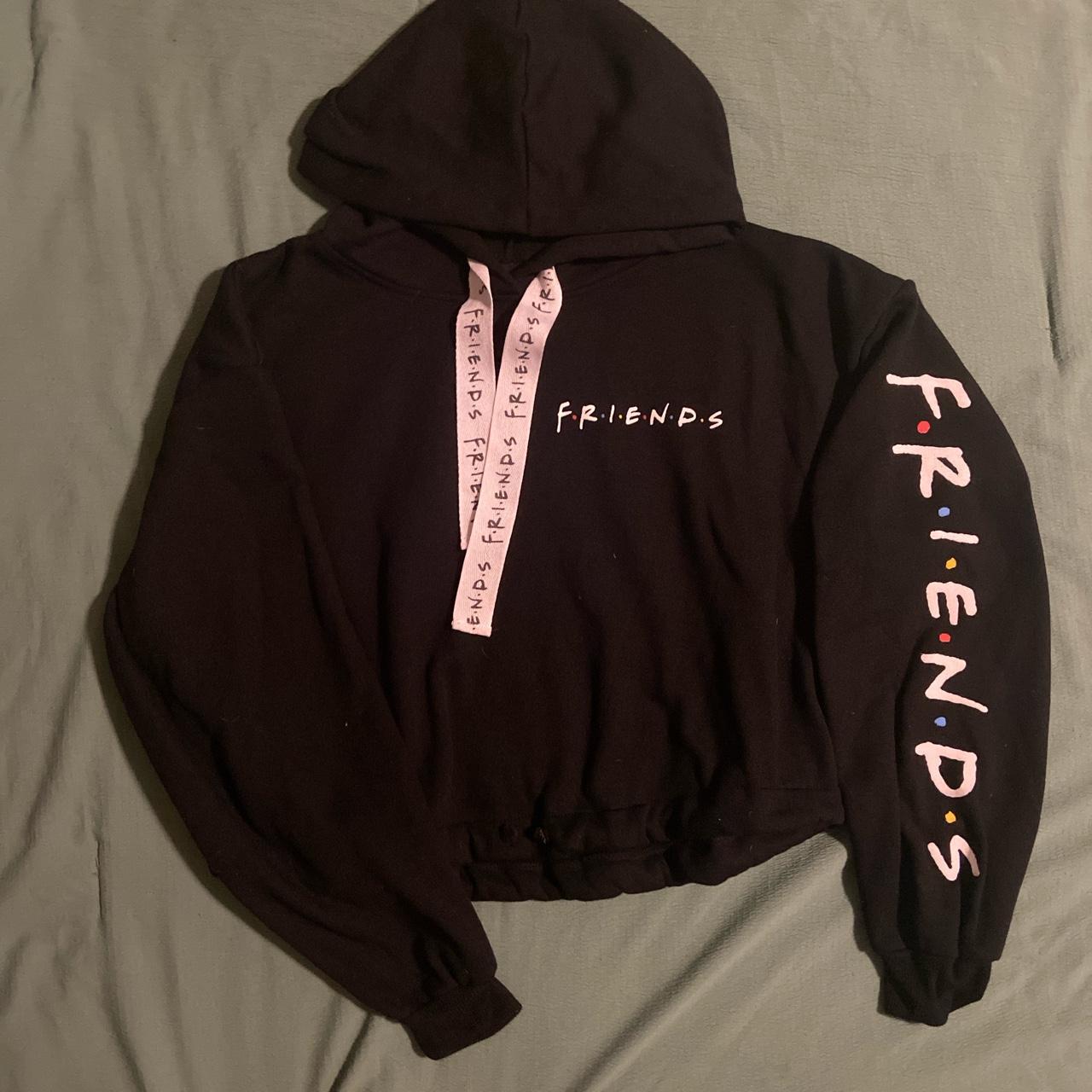 black cropped F•R•I•E•N•D•S hoodie size : M never... - Depop