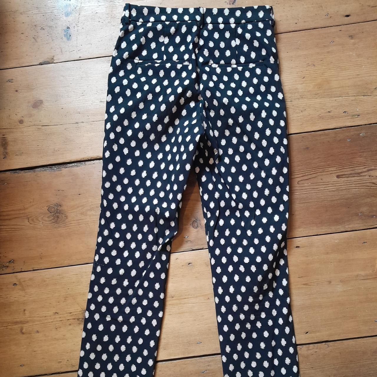 Mango slim leg tailored trousers in navy polka dot.... - Depop