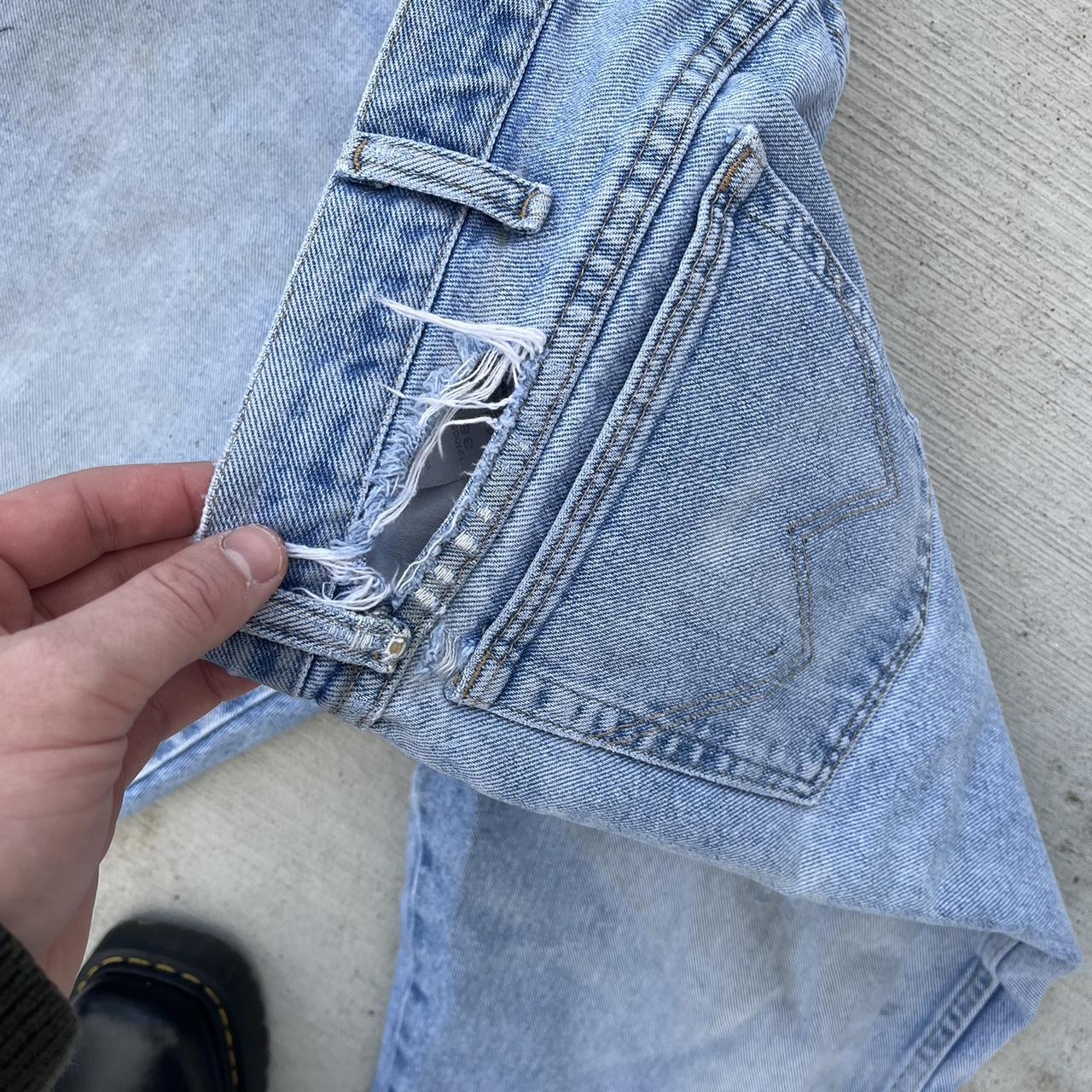 distressed pair of light wash wrangler jeans. -nice... - Depop