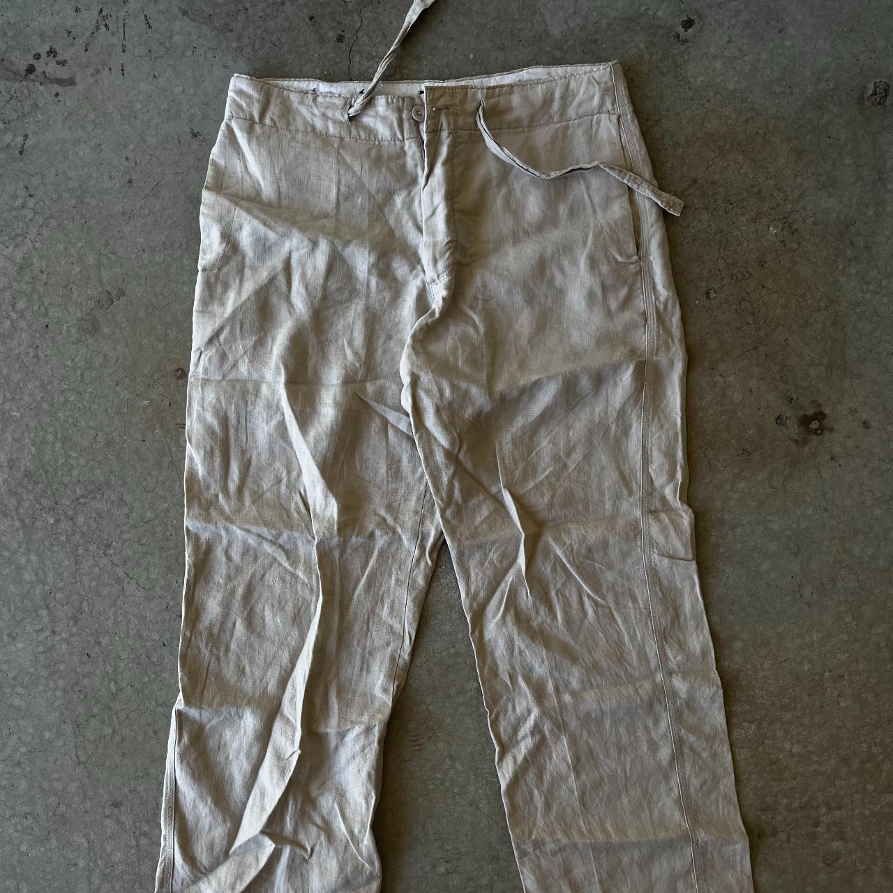 Banana Republic Cream Wide leg Baggy Pants Super... - Depop