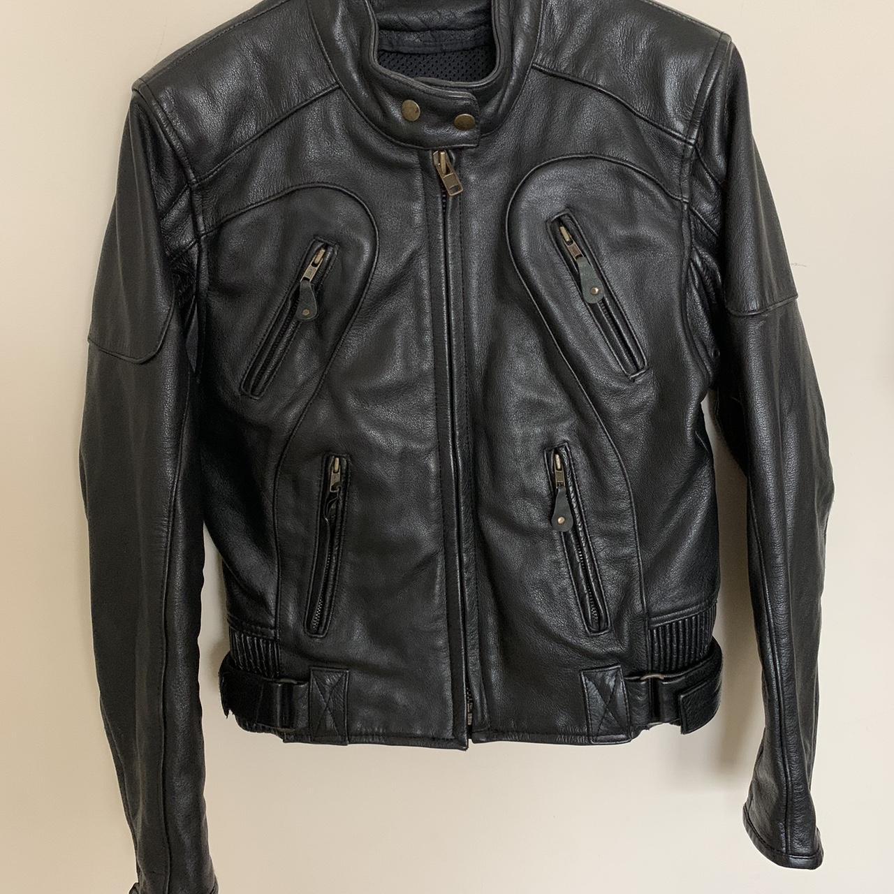 Woman’s Leather Motorcycle Jacket - Depop