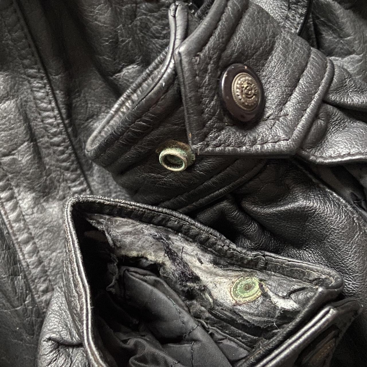 echt leder leather jacket sleeves are torn on... Depop