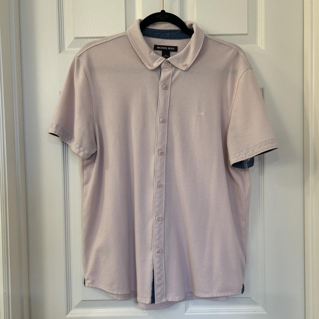 Michael Kors Shirt Mens Polo Large Pink Button Up