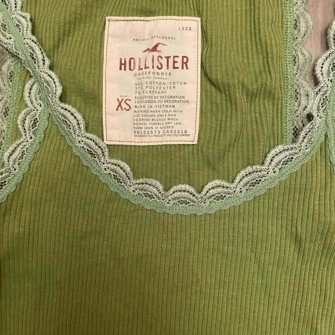 CUTE GREEN LACE HOLLISTER VINTAGE TANK TOP size... - Depop