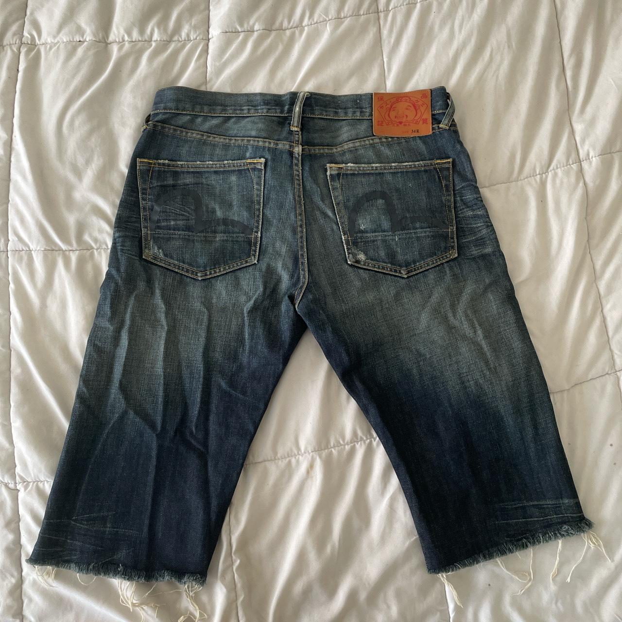 EVISU jean shorts. Can be kept as long jorts or cut... - Depop