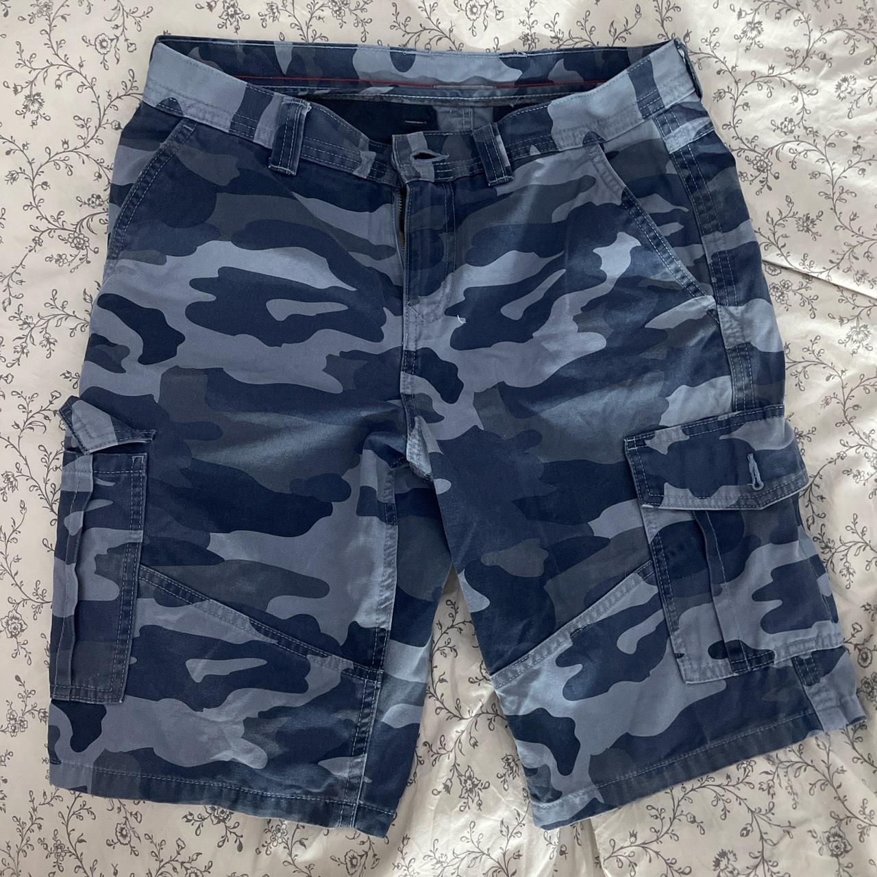 🔵Navy blue camo cargo combat shorts/jorts ⭐️open to... - Depop