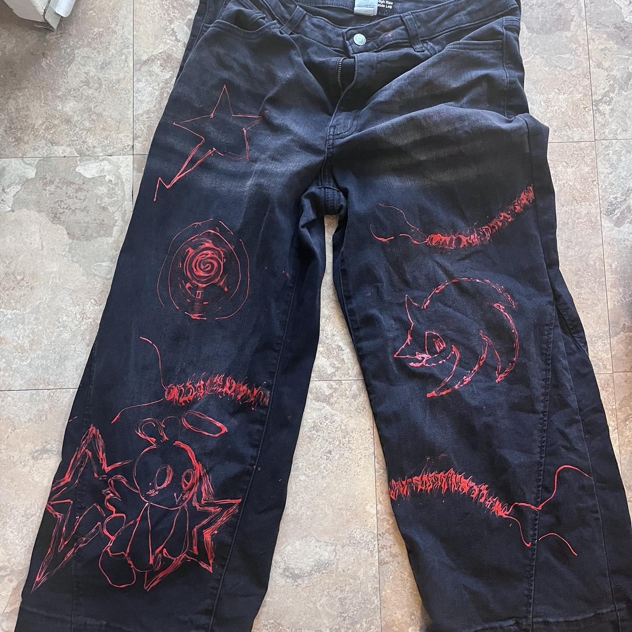 Custom Puffy paint jeans !!! Ft hero chao, sonic,... - Depop