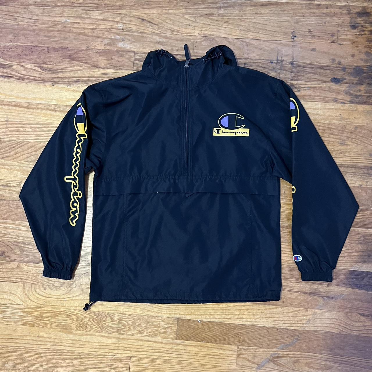 black champion windbreaker - Depop